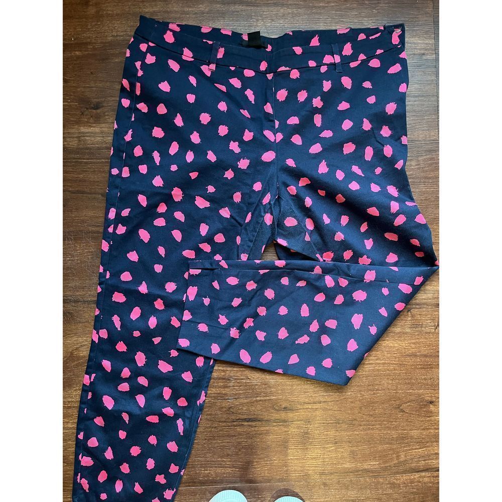 H&M Pants Size 14 Polka Dots Navy Pink Print